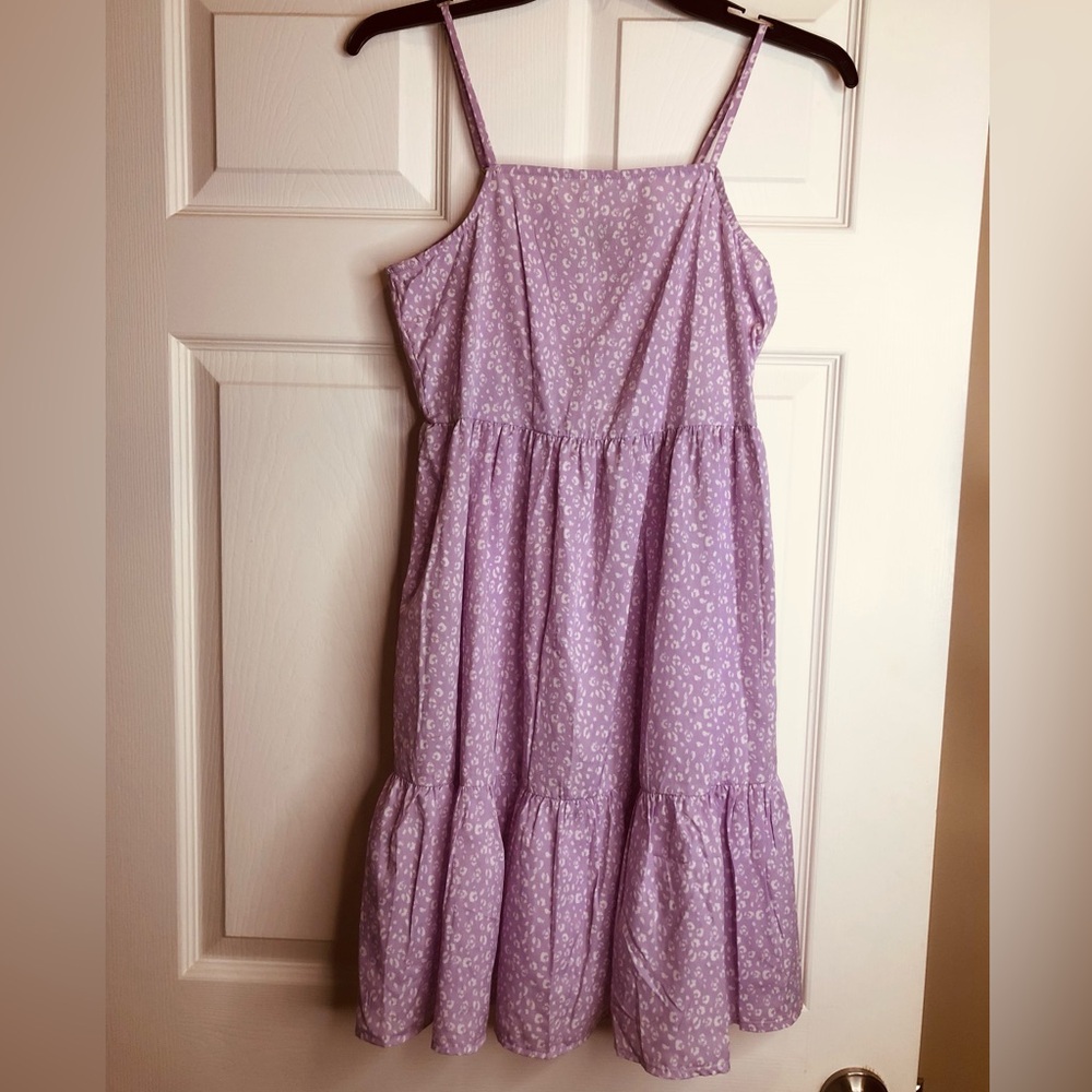 Vero Moda Lilac Spotted Tiered Mini Dress